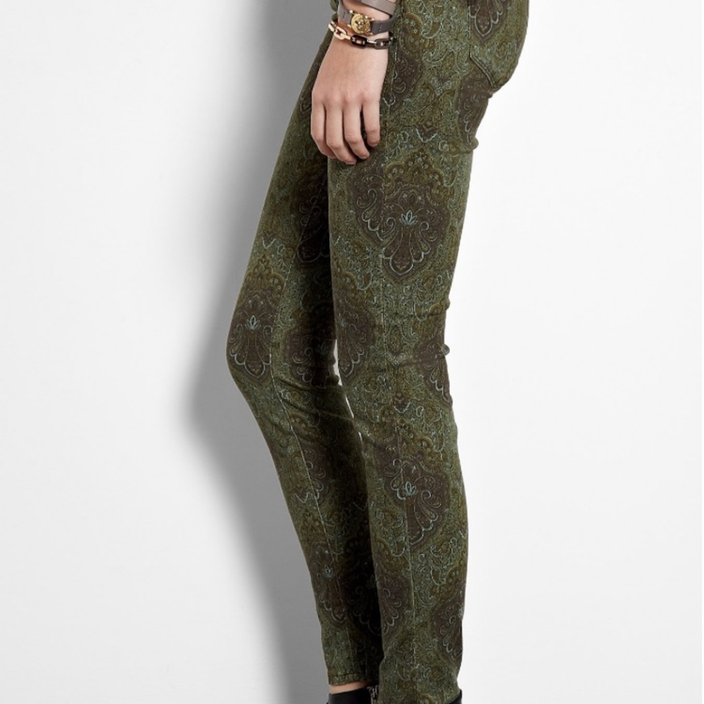 ANTHROPOLOGIE Jeans PAIGE VERDUGO Ultra Skinny Paisley Green Black Gray